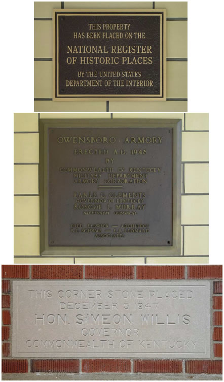 Owensboro Armory plaques & cornerstone